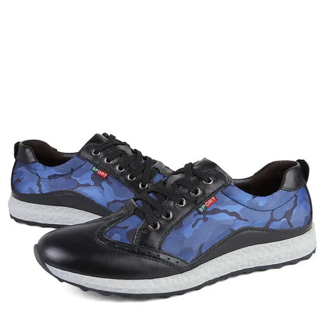 Luxury Genuine Leather Canvas Patchwork Shoe