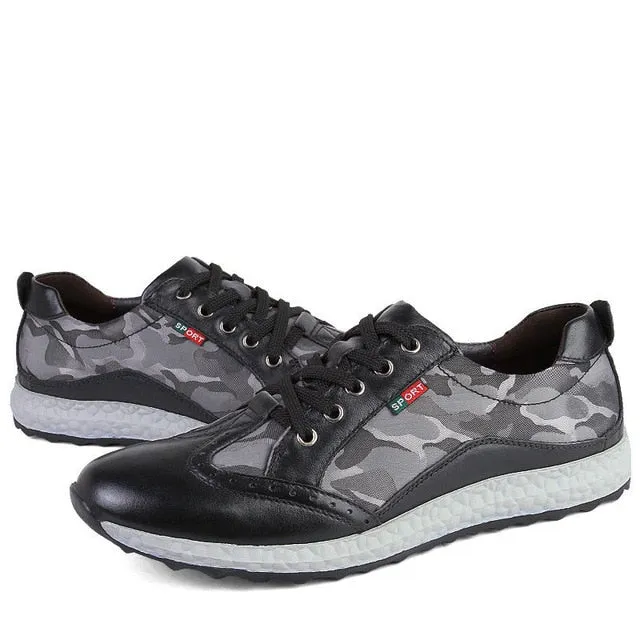 Luxury Genuine Leather Canvas Patchwork Shoe