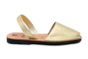 Mibo Avarcas Women's Metallic Gold Leather Slingback Sandals
