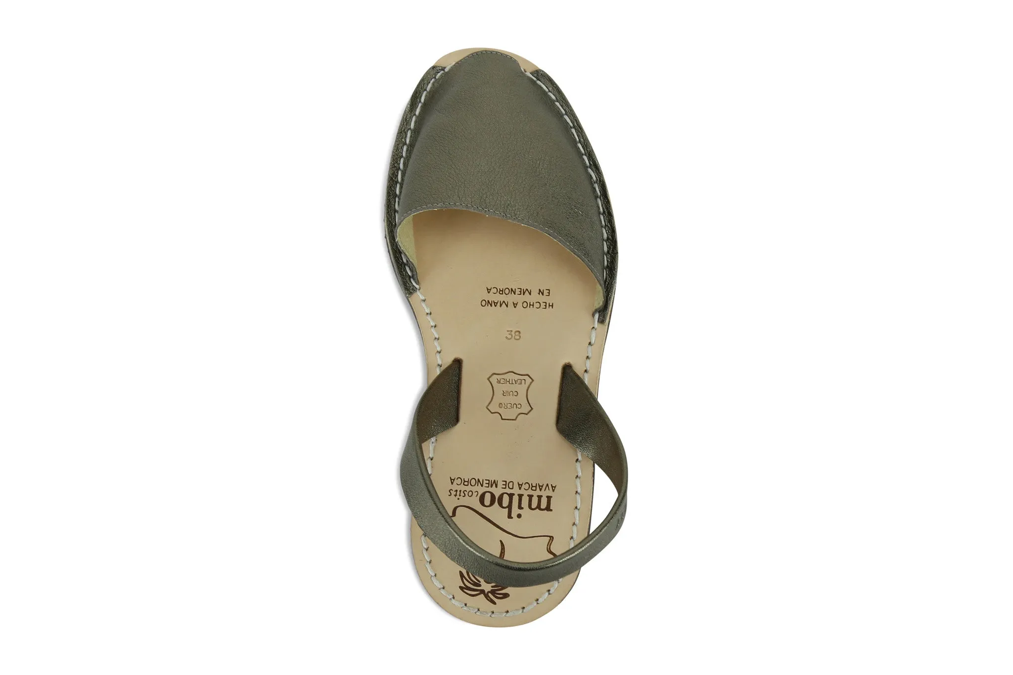 Mibo Avarcas Women's Metallic Silver Vintage Leather Slingback Sandals