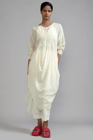 Off-White Cotton Cowl Tunic