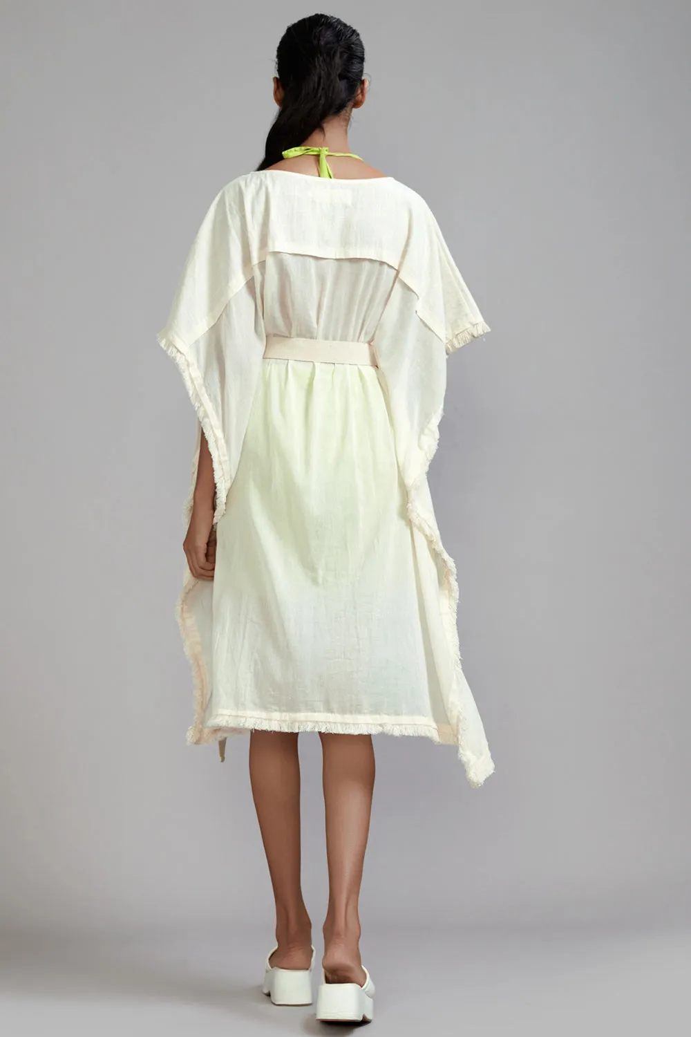 Off-White Mul Kaftan Top With Belt