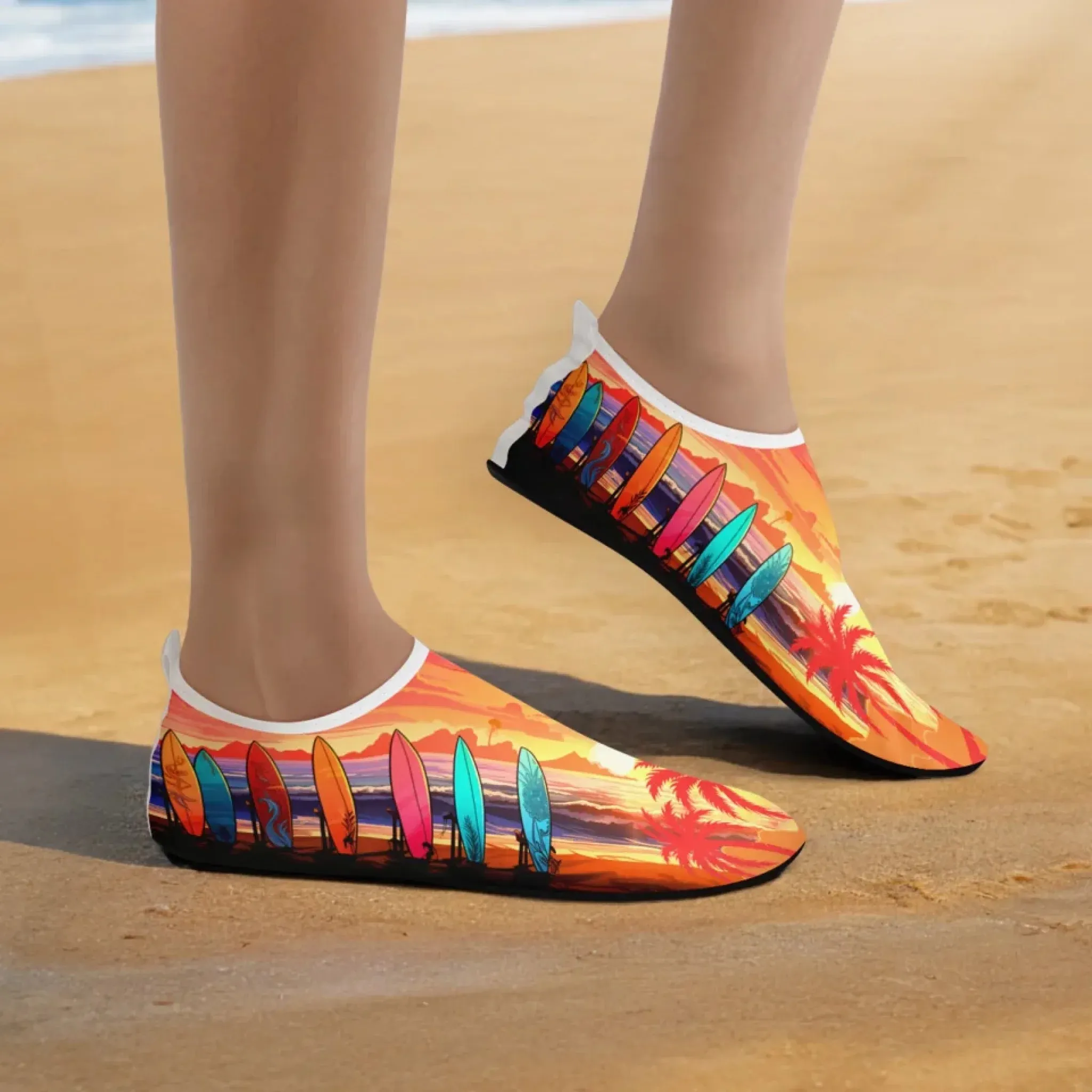 Personalized Summer Fashion Aqua Shoes, Custom Breathable Water Shoes, Unisex Shoes
