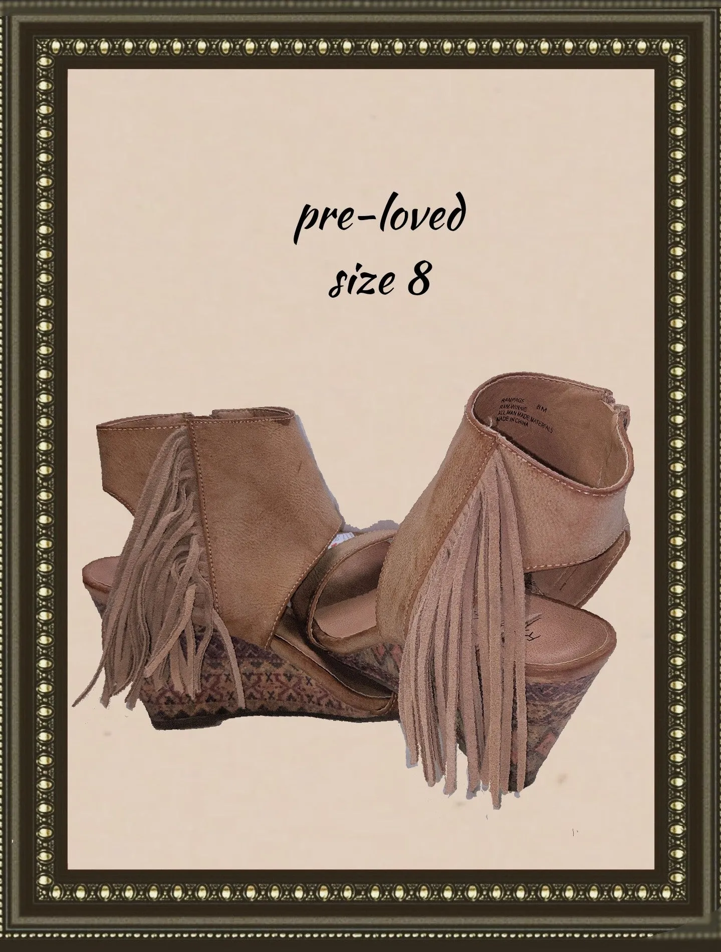 Rampage high wedge sandal- so cute and unique - size 8 (b)
