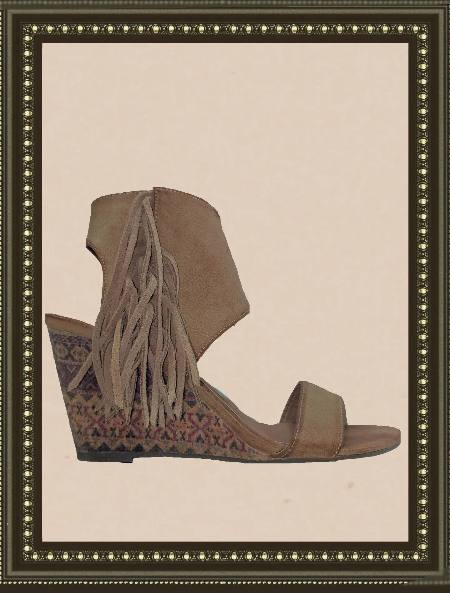 Rampage high wedge sandal- so cute and unique - size 8 (b)
