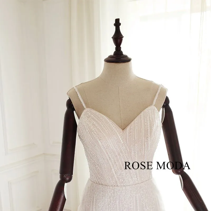 Rosemoda Heavy Beaded Mermaid Wedding Dress With Removable Sleeve