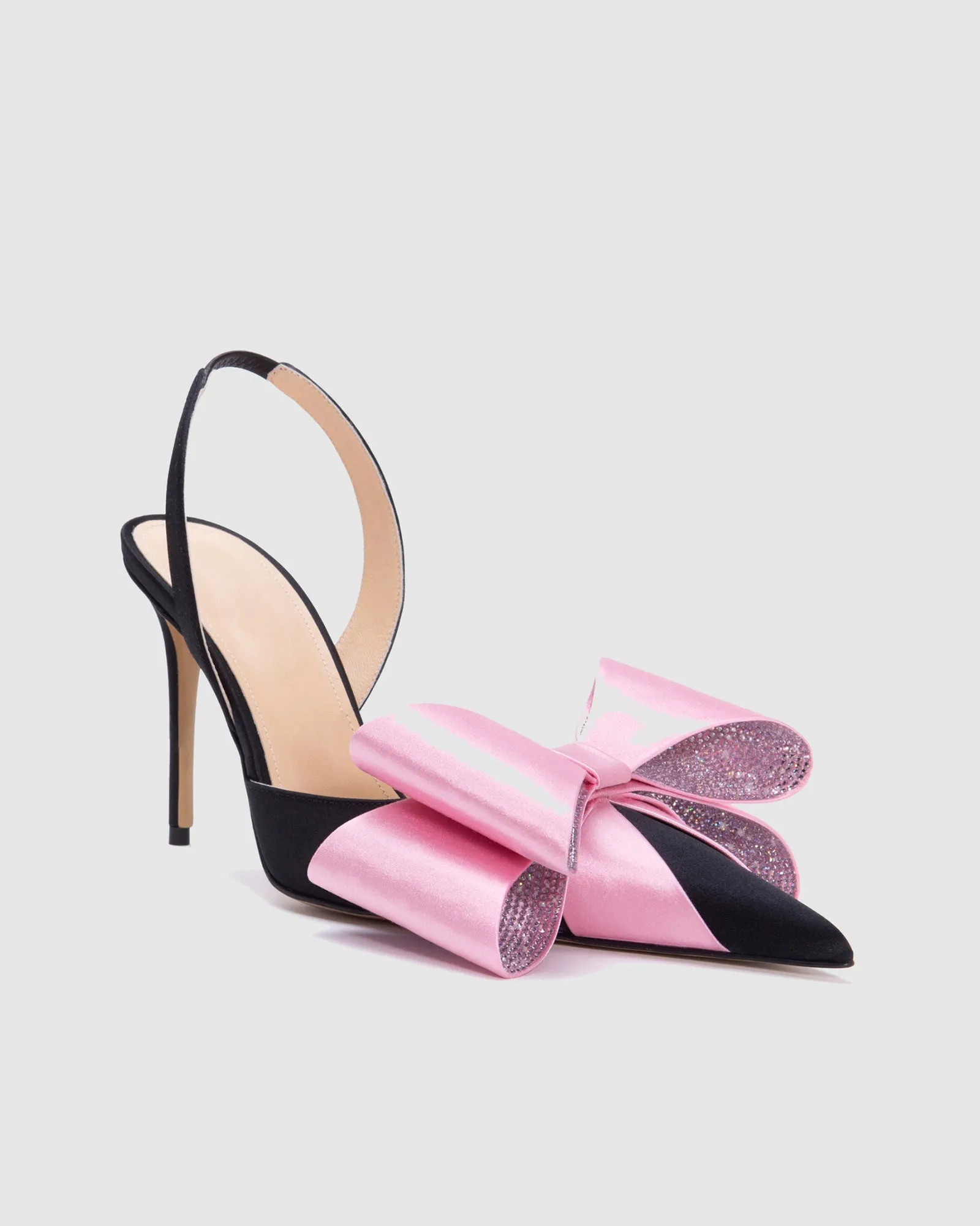 Siena Bow Embellished Satin Slingback Pumps In Black