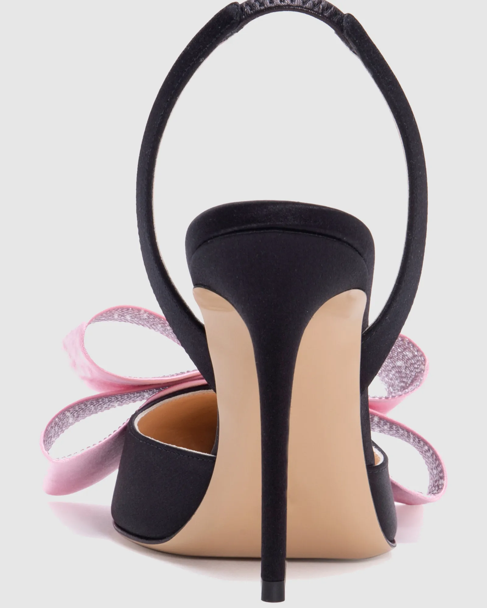Siena Bow Embellished Satin Slingback Pumps In Black