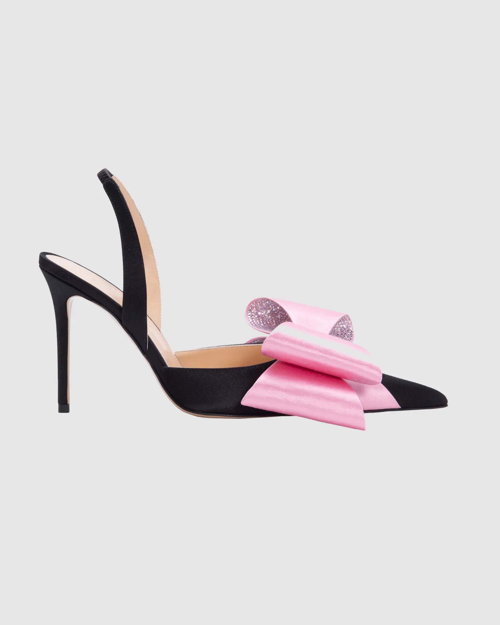 Siena Bow Embellished Satin Slingback Pumps In Black