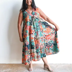 Sleeveless V-Neck Midi Dress by Orientique Australia - Yakushima - 40090