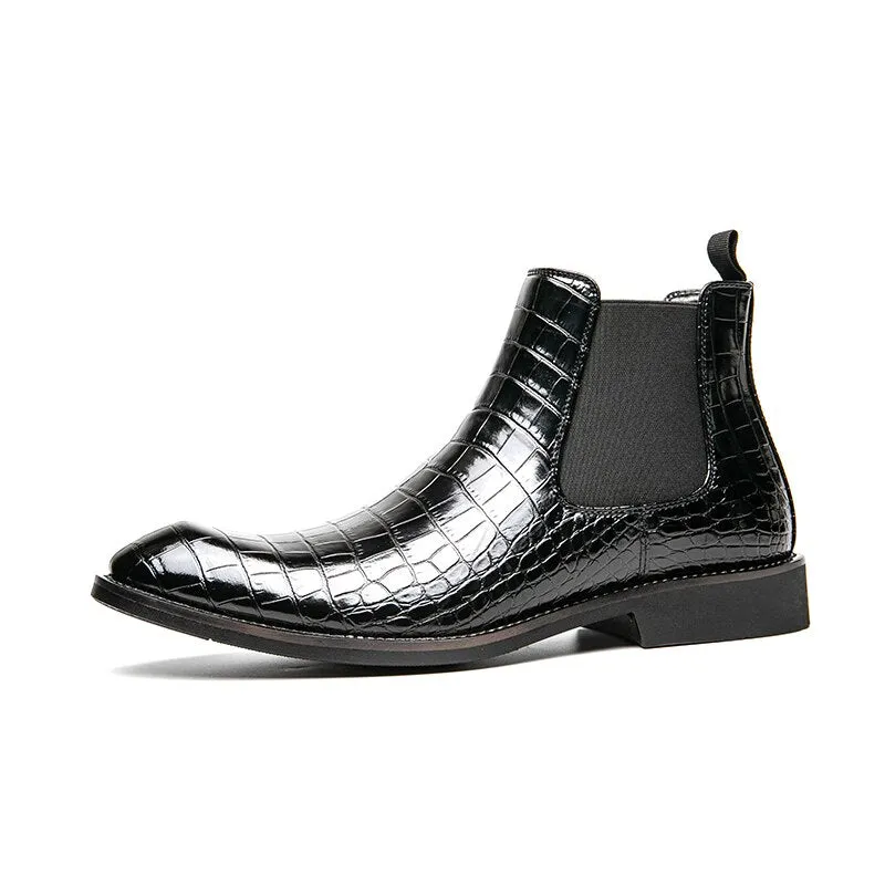 The Croci - Unique Crocodile pattern leather CHELSEA boots for men