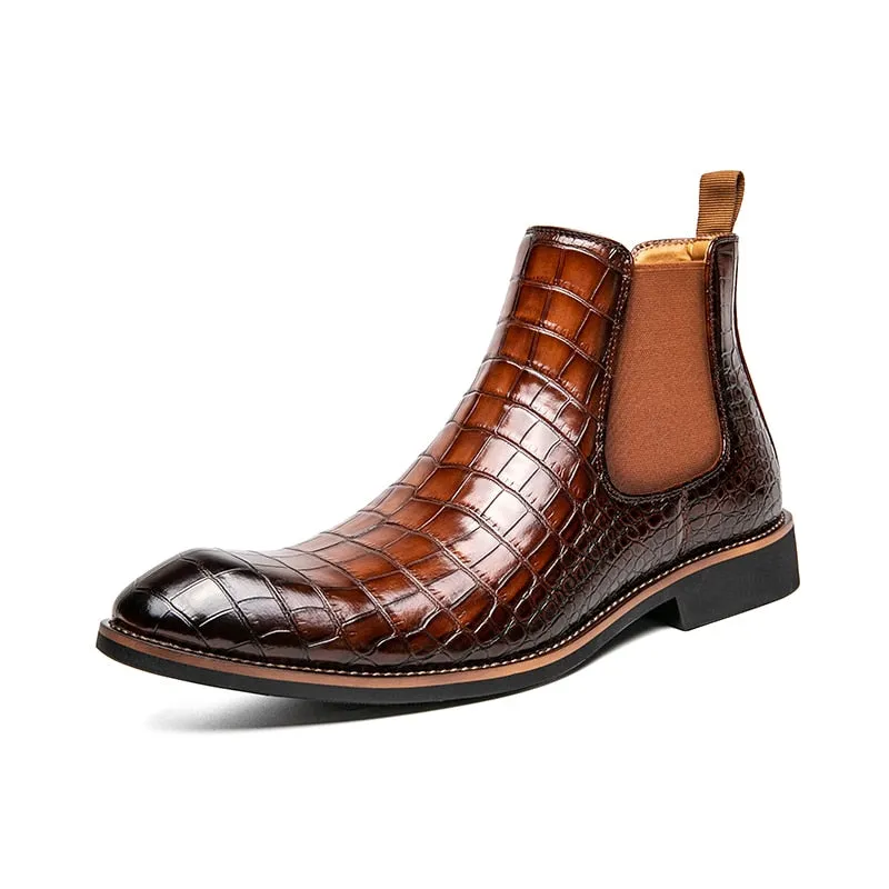 The Croci - Unique Crocodile pattern leather CHELSEA boots for men