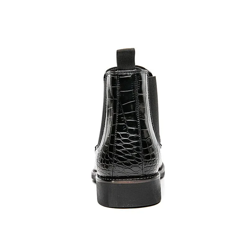 The Croci - Unique Crocodile pattern leather CHELSEA boots for men
