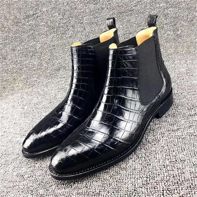 The Croci - Unique Crocodile pattern leather CHELSEA boots for men