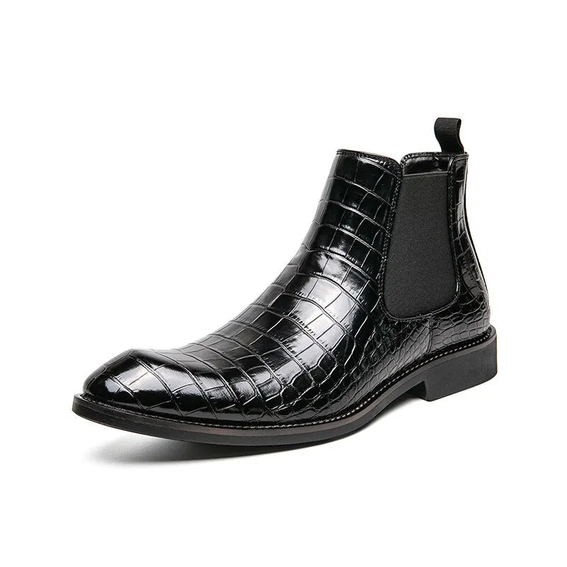 The Croci - Unique Crocodile pattern leather CHELSEA boots for men