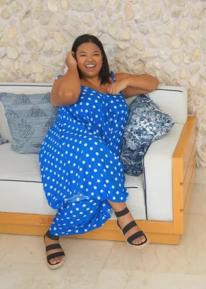The Harem Jumpsuit Curve | Royal Blue Polka