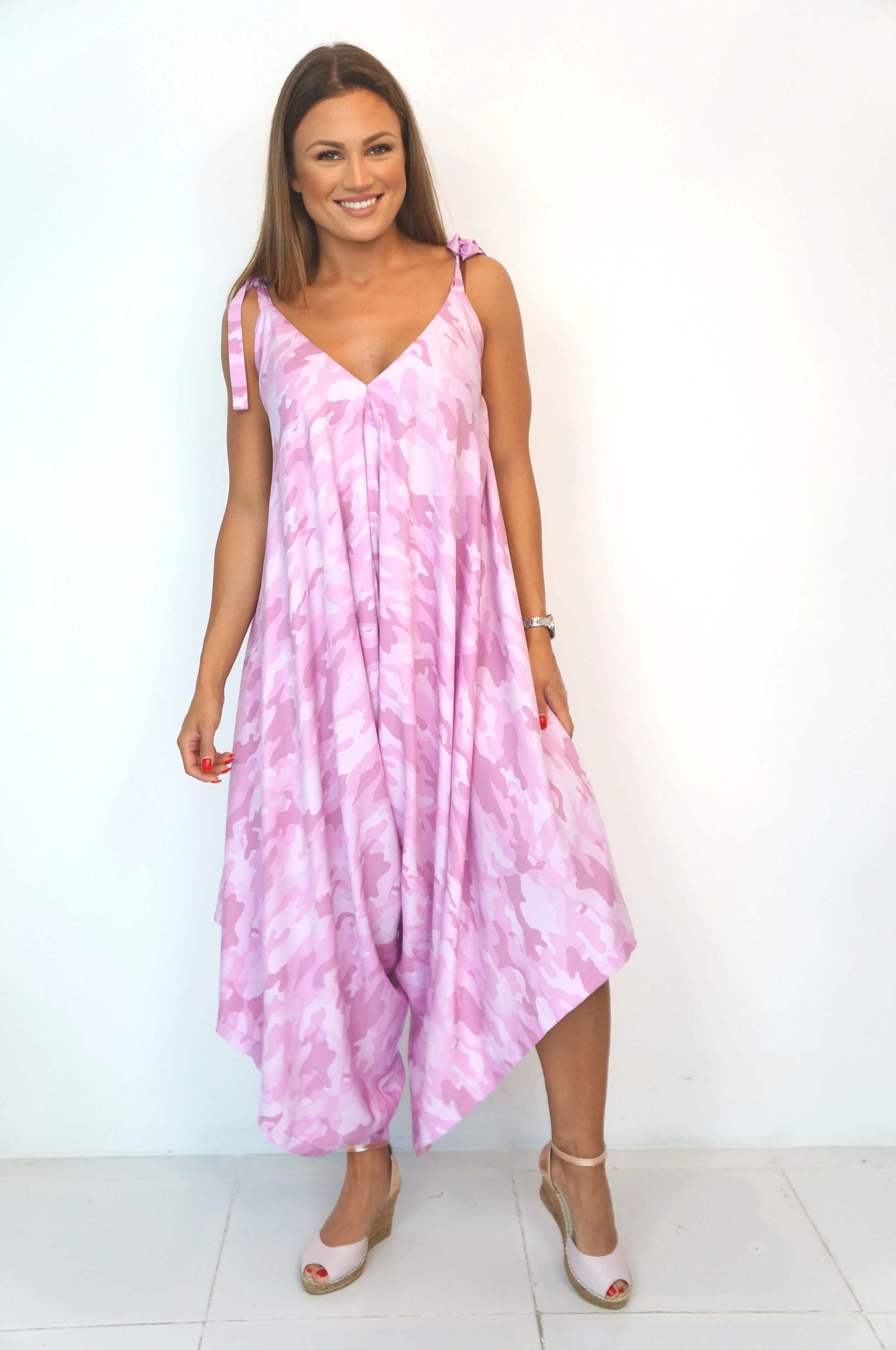 The Harem Jumpsuit - Pink Army