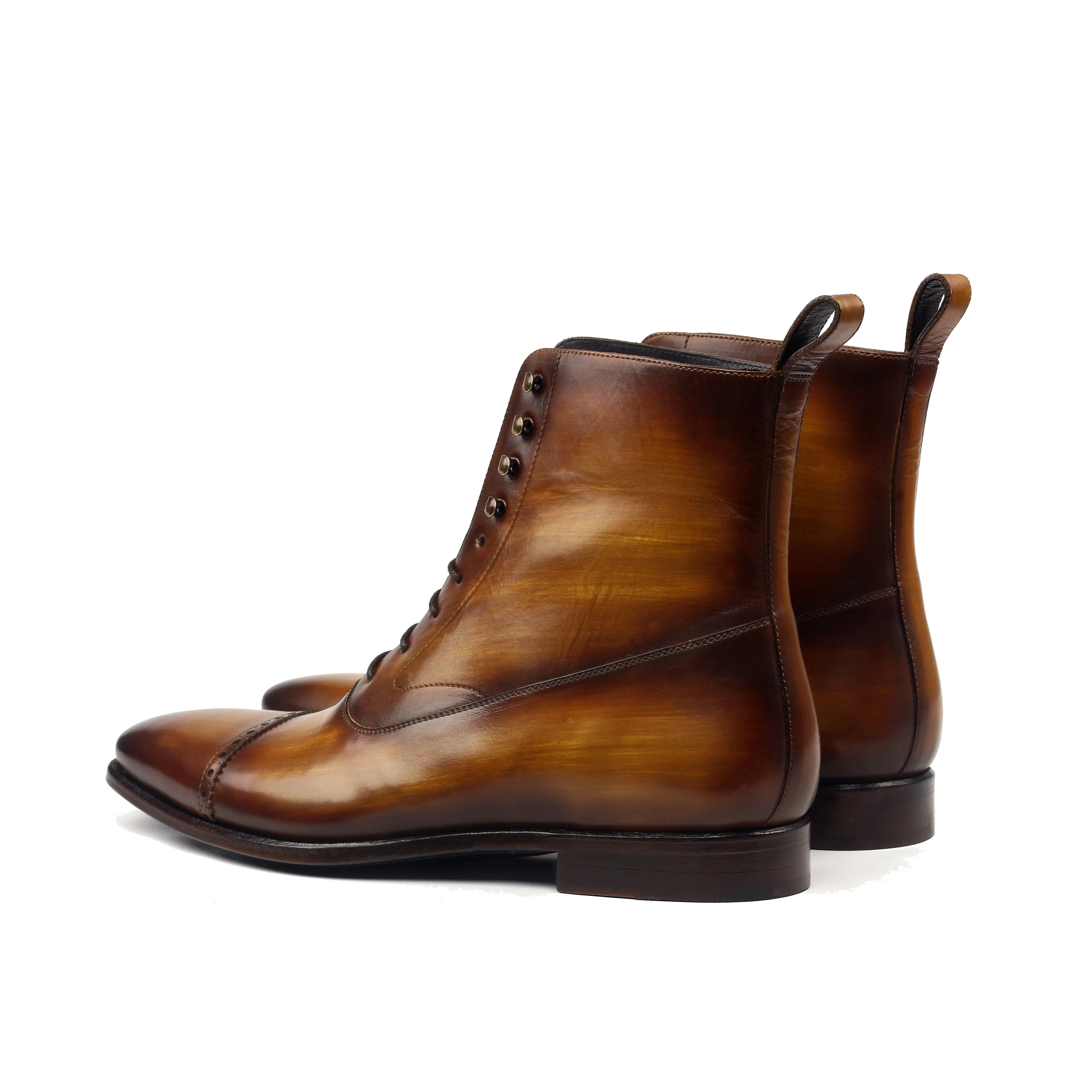 Unique Handcrafted Balmoral Oxford Style Boot w/ Handpainted Patina by Le Ruux