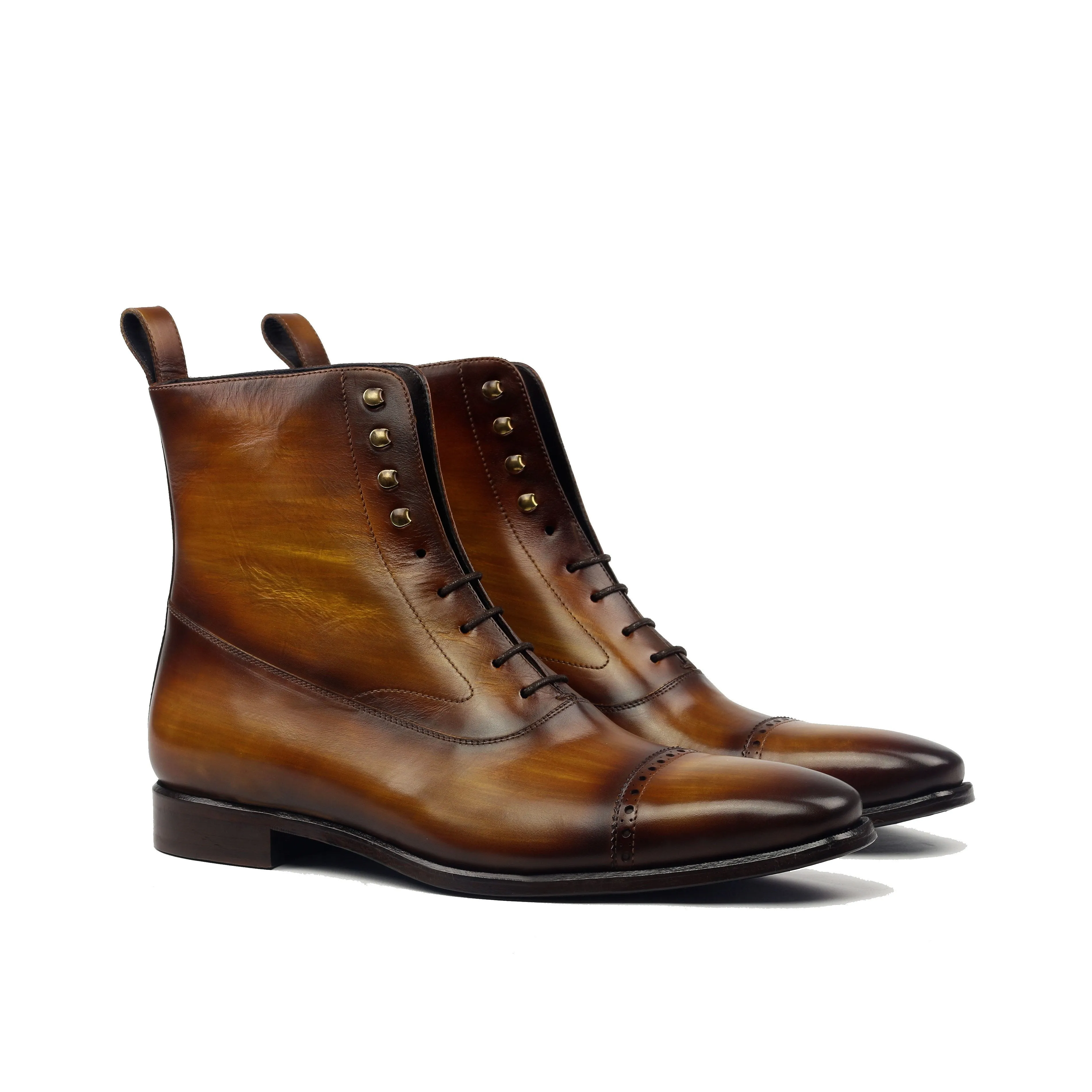 Unique Handcrafted Balmoral Oxford Style Boot w/ Handpainted Patina by Le Ruux
