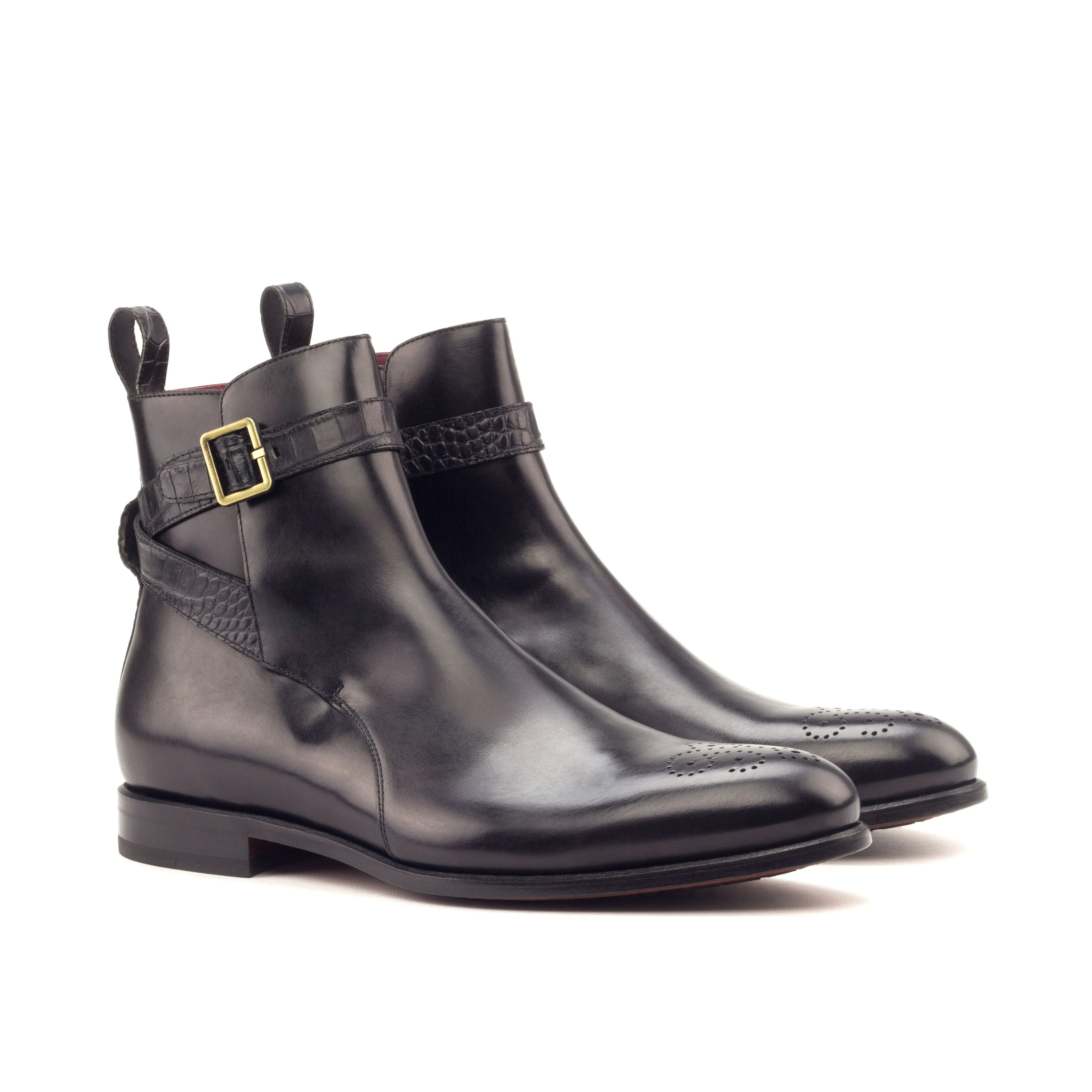 Unique Handcrafted Jodhpur Boot Croco Black