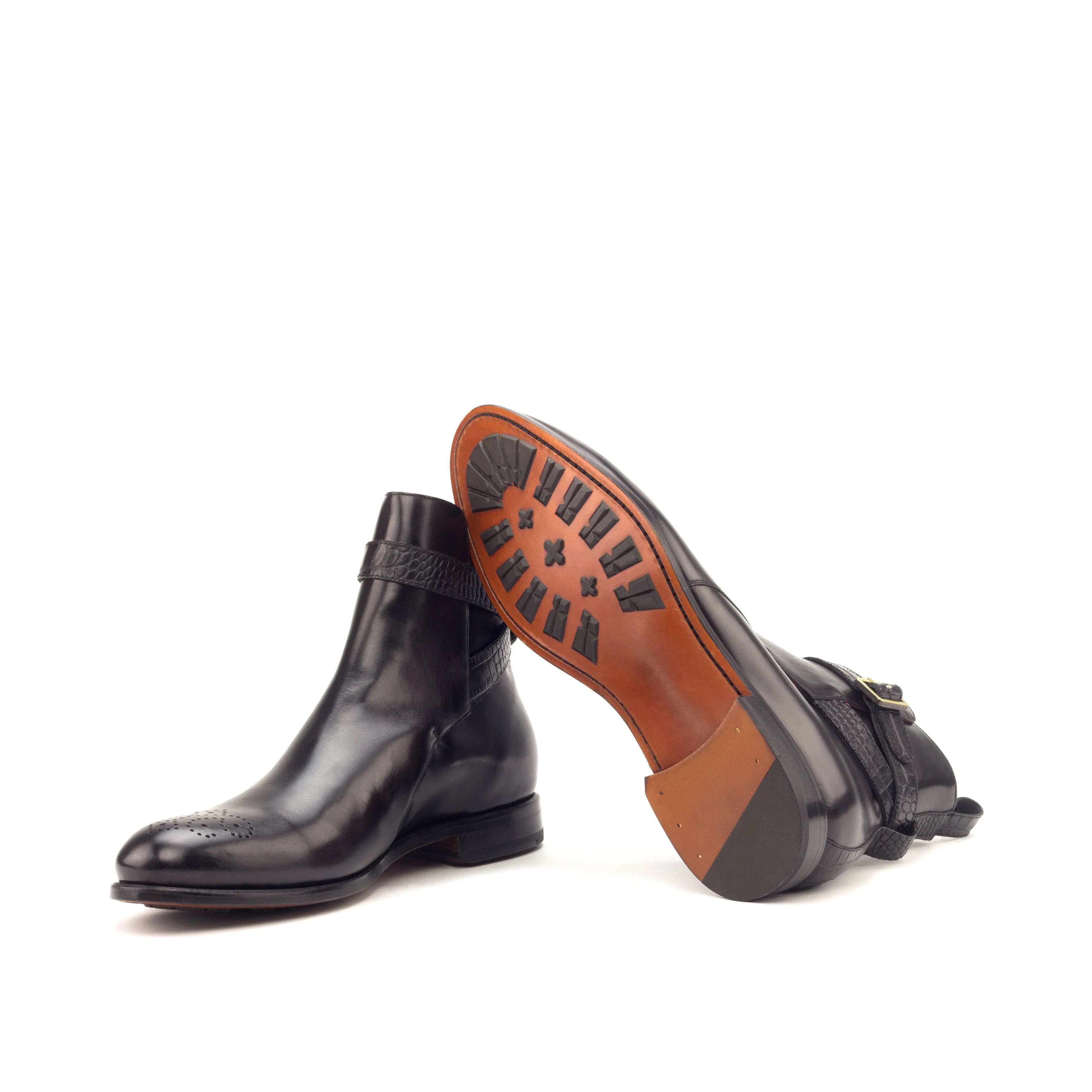 Unique Handcrafted Jodhpur Boot Croco Black