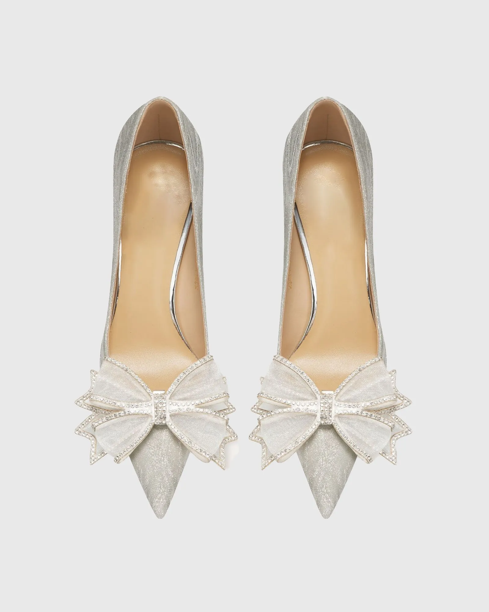 Valar Sparkle Bow Pumps In Silver
