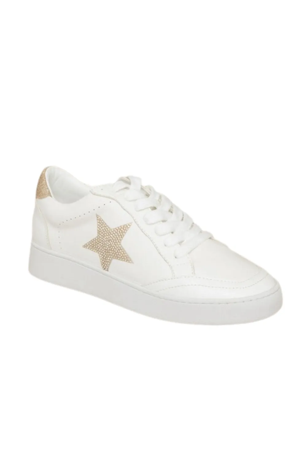 Vegan Leather Sneakers | Rhinestone Star