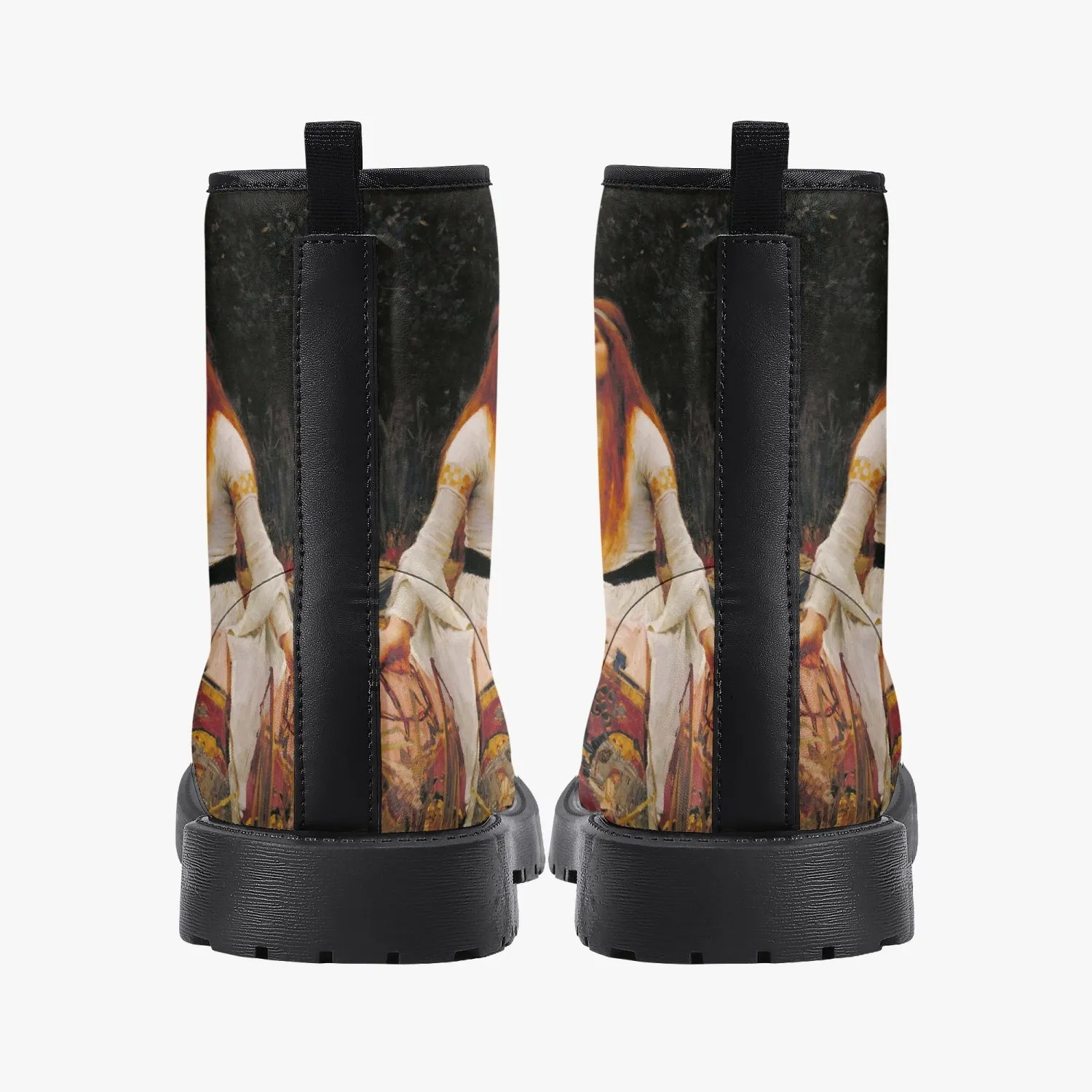 Waterhouse - Lady of Shalott Vegan Leather Combat Boots - Pre Raphaelite Brotherhood Unique Art Boots (JPREG91)