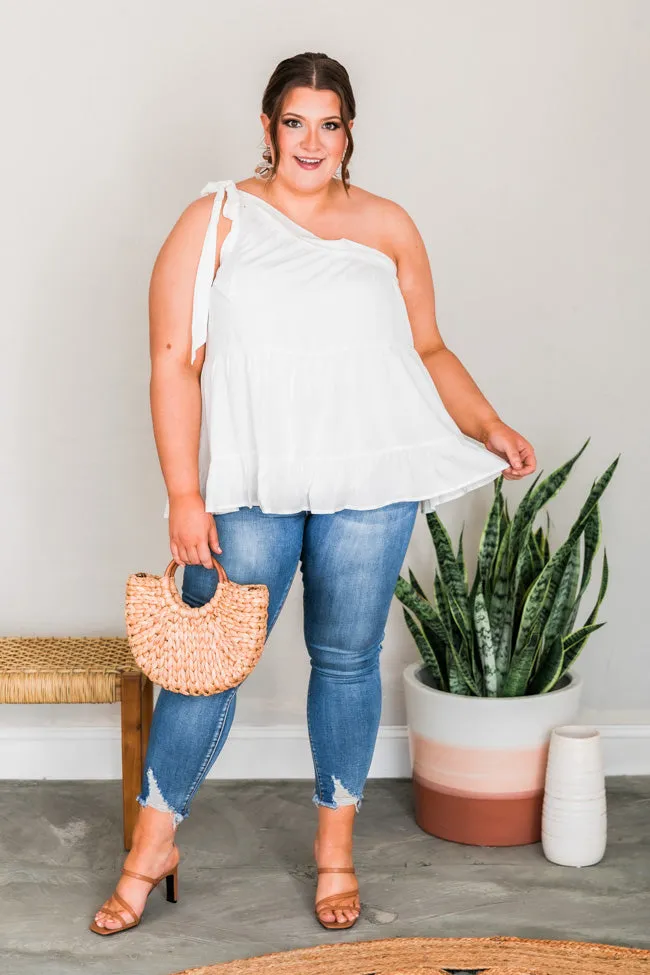 Whisked Away Ivory One Shoulder Tank FINAL SALE