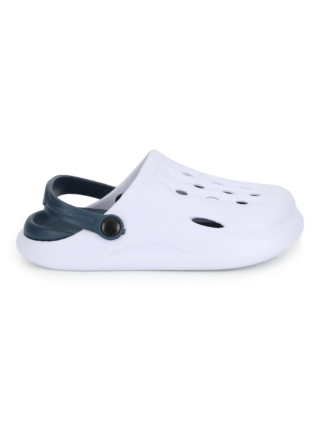 White Blue Stylish Slip-On Clogs For Kids-Unisex (TC-LCLOG3-WHTBLU)