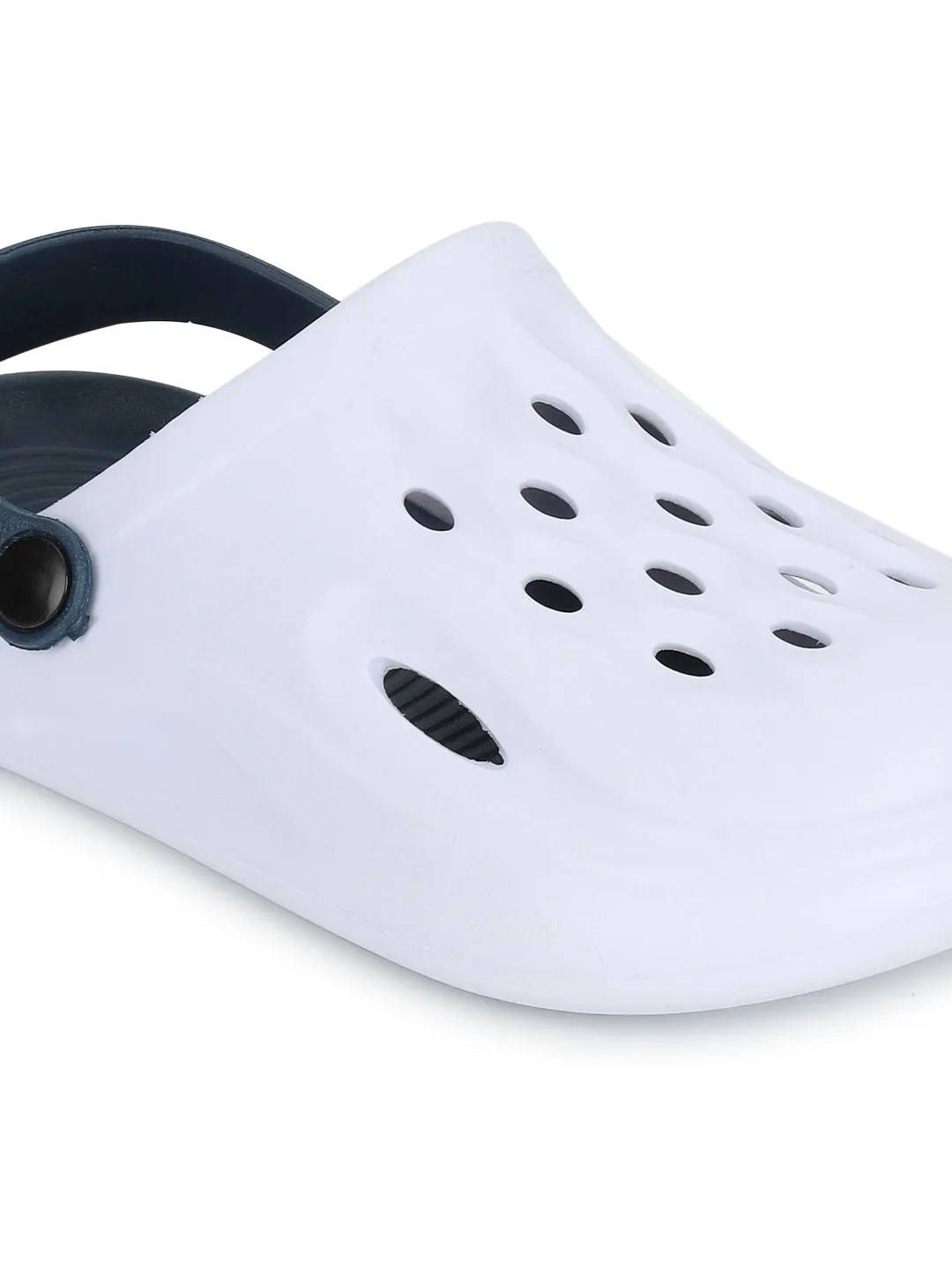 White Blue Stylish Slip-On Clogs For Kids-Unisex (TC-LCLOG3-WHTBLU)