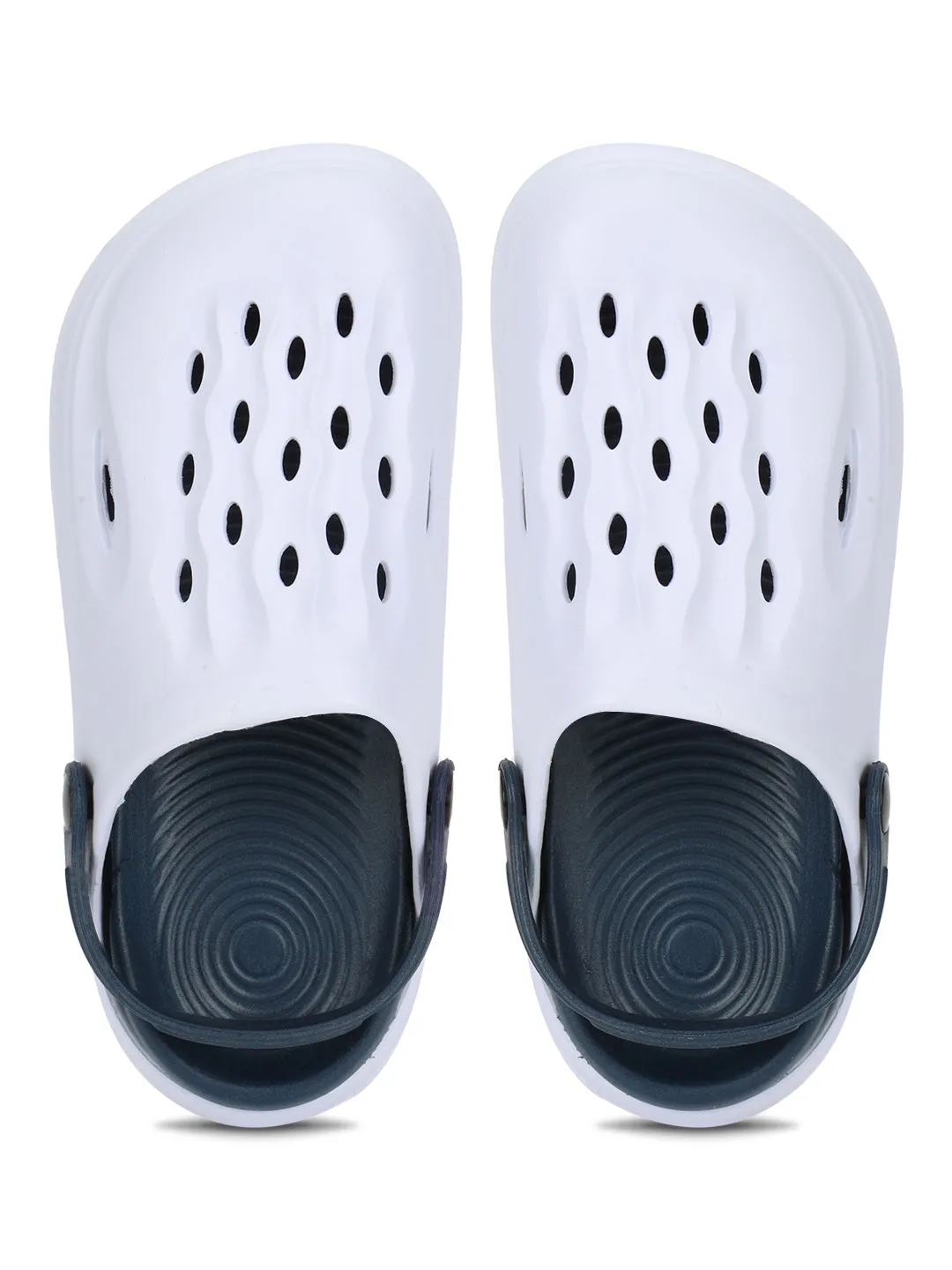 White Blue Stylish Slip-On Clogs For Kids-Unisex (TC-LCLOG3-WHTBLU)