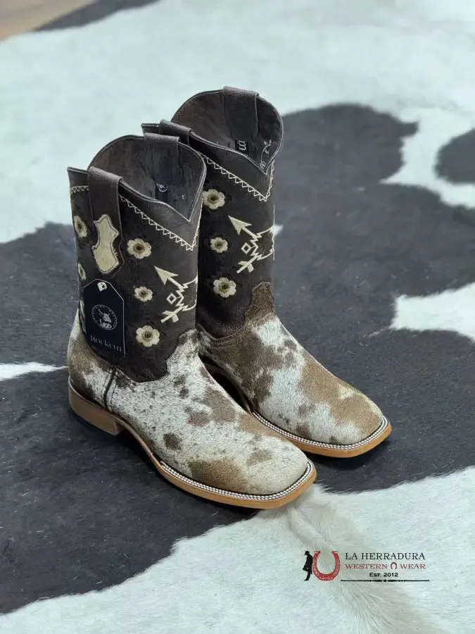 WOMENS CEDONA WHITE & BROWN COWHIDE (EVERY PAIR IS UNIQUE)