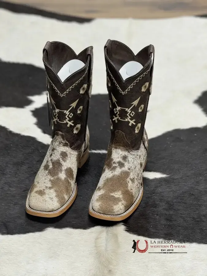 WOMENS CEDONA WHITE & BROWN COWHIDE (EVERY PAIR IS UNIQUE)